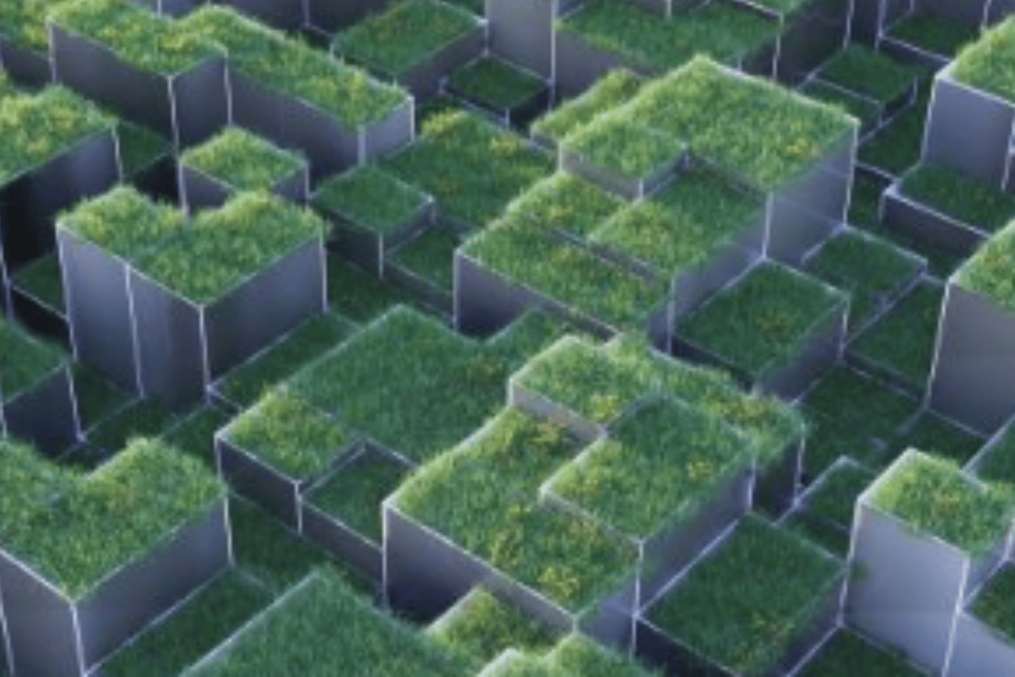 Grass on top of shapes